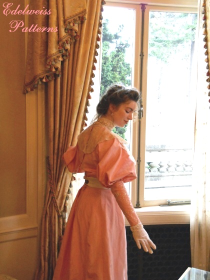 edwardian-pink-lacy-gown anne-of-avonlea-film-costume-reproduction