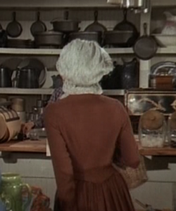 Caroline Ingalls walks into the Oleson's store in "Little House on the Prairie"