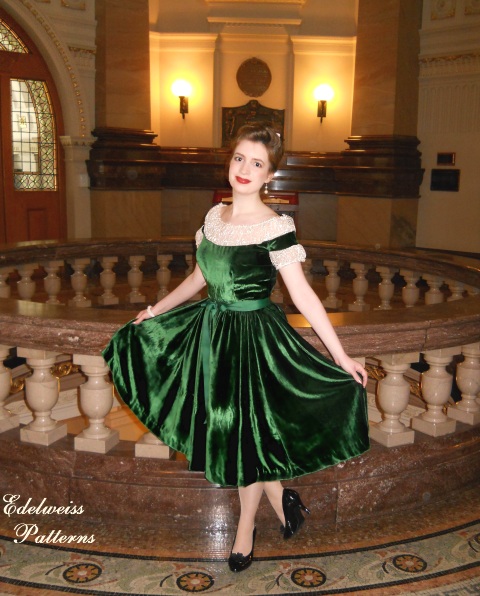 My Green Velvet Christmas Dress  Edelweiss Patterns Blog