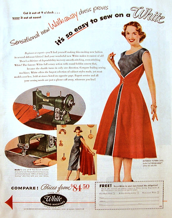 the-original-1950s-walkaway-dress-illustration butterick-walkaway-dress-1950s-advertisement