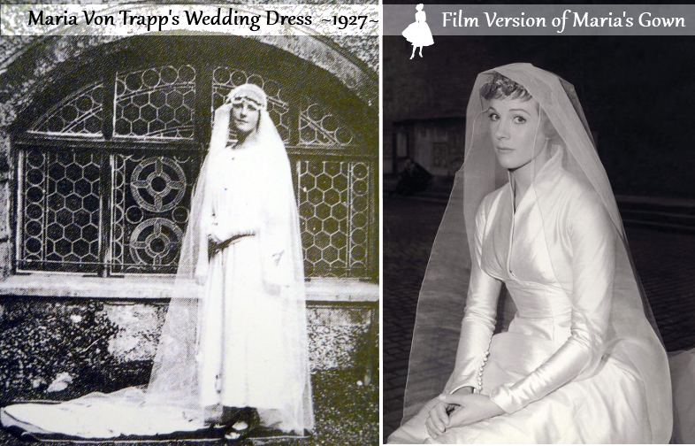 the-real-maria-von-trapp's-wedding-dress julie-andrews-maria's-wedding-dress-sound-of-music-costume