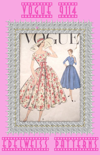 vogue-9114-vintage-1950s-pattern vintage-vogue-dress-pattern-9114